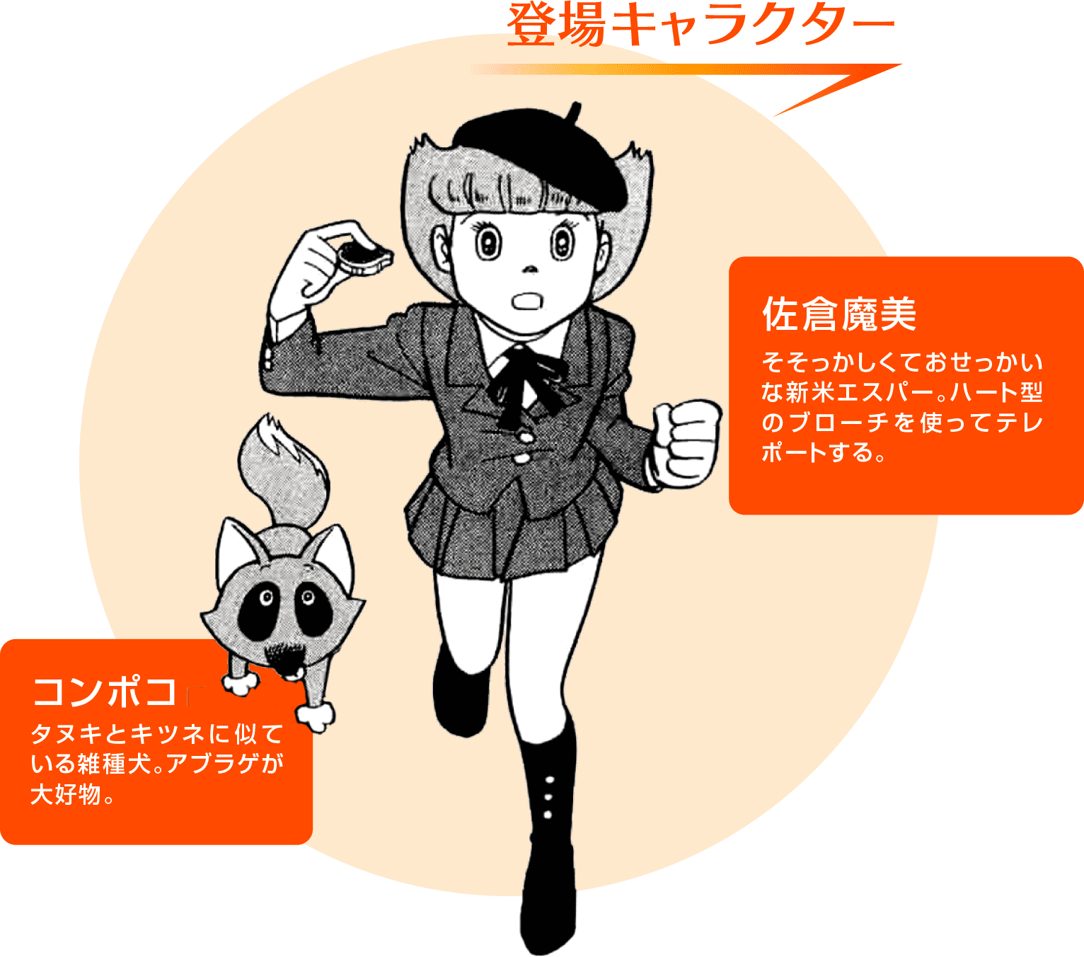 「佐倉魔美」「コンポコ」登場キャラクターの説明文